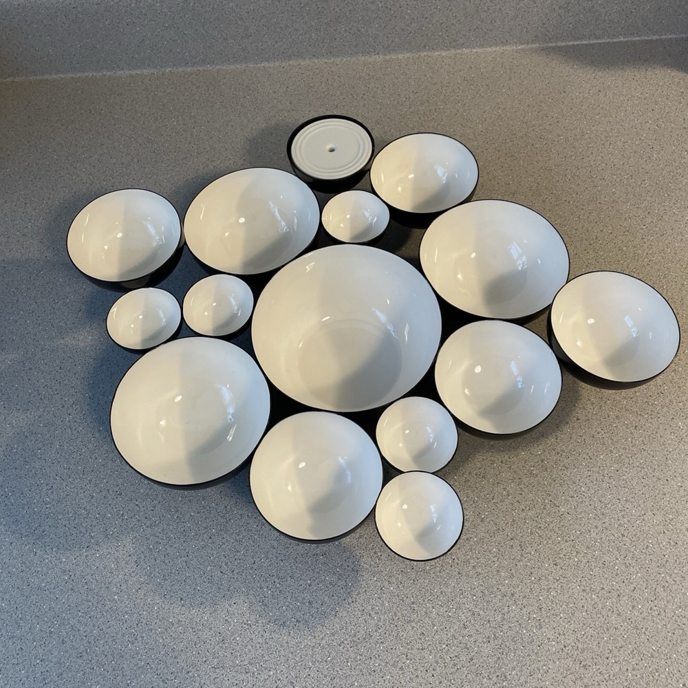 Nora Fleming Black and White Bubble Bowl Powder Coated Black Bottom Retired